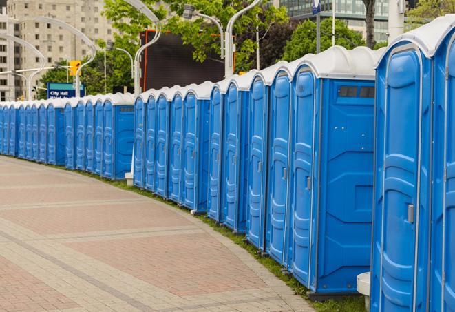 Seasonal porta potty units set up at a Hopkinsville, Kentucky venue